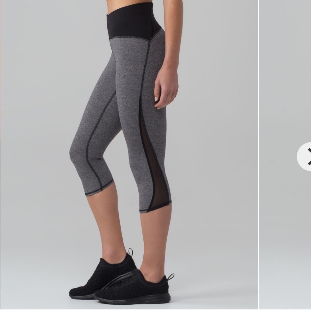 Lululemon Train Times Crop Leggings 17” Inseam Heathered Black Size 4